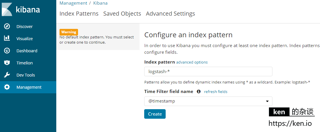 Configure an index pattern